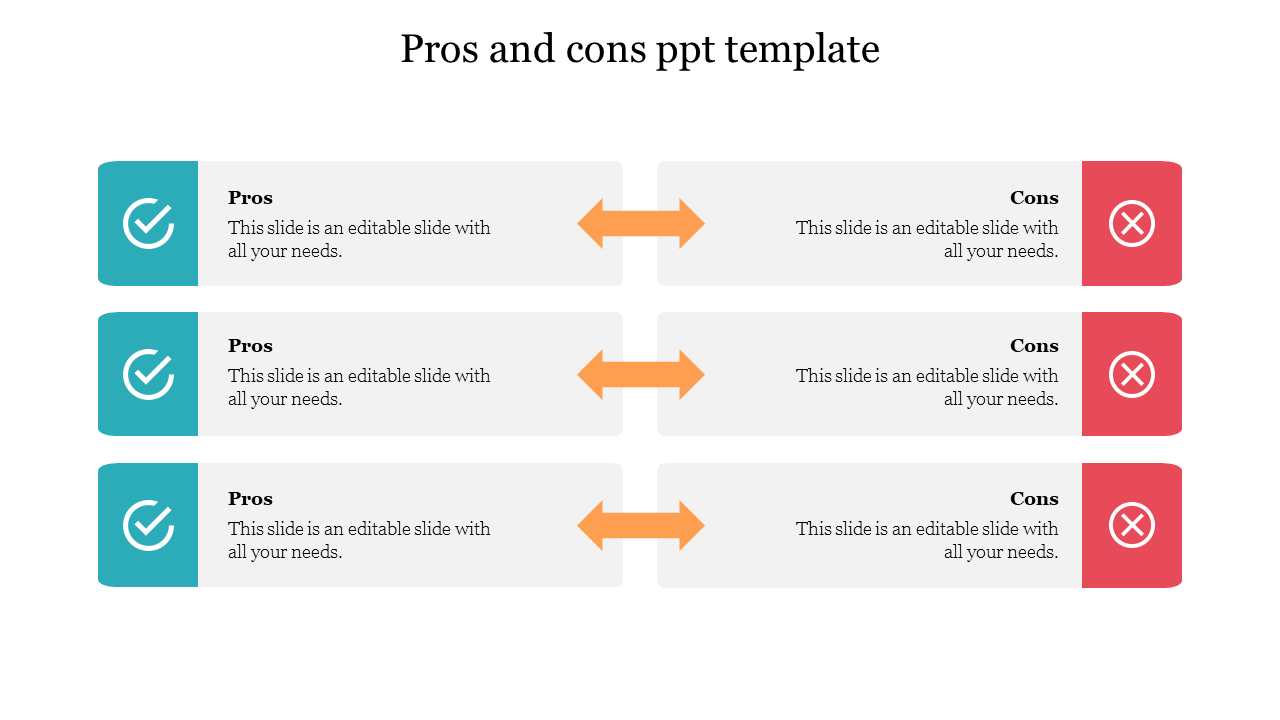 Amazing Pros And Cons PPT Template Presentation Slides